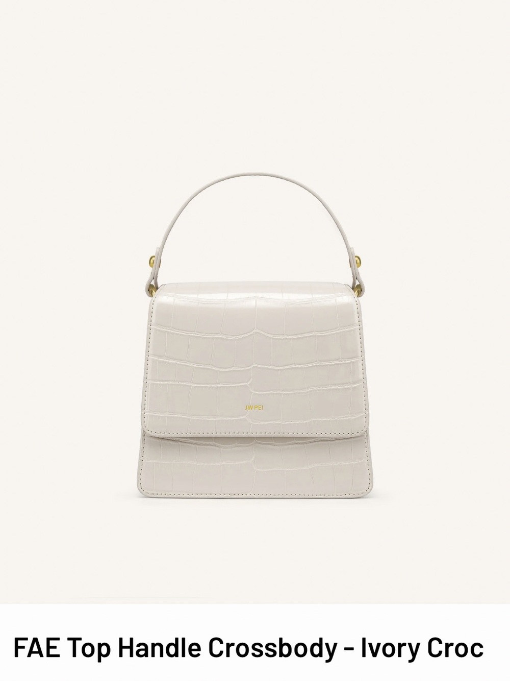 JW PEI Ivory Croc-Embossed Square Crossbody